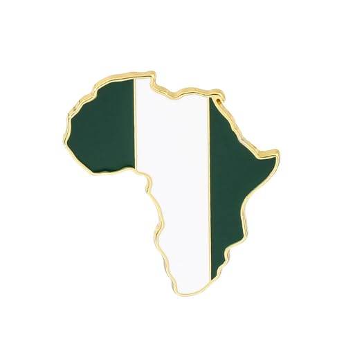 Modische Neuheits-Broschen, Afrika-Nigeria-Karte, Ethnische Flagge, Hip-Hop, Öltropfen-Abzeichen, Dornschließe, Weltkarte-Brosche Für Damen Und Herren, Charm-Schmuck, Patriot-Kleidung, Tasch von GONMFKM