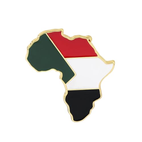 Modische Neuheits-Broschen, Afrika-Sudan-Karte, Ethnische Flagge, Hip-Hop, Öltropfen-Abzeichen, Dornschließe, Weltkarte-Brosche Für Damen Und Herren, Charm-Schmuck, Patriot-Kleidung, Taschen von GONMFKM