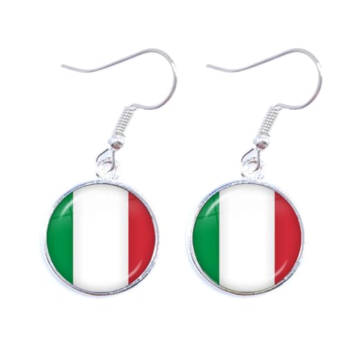 Modische Persönlichkeit, Italien-Flagge, Haken-Ohrring, Modische Nationalflagge, Glas-Anhänger, Baumelnde Ohrringe, Schmuck, Weihnachts-Creolen, Geschenk-Accessoires Für Damen Und Herren, We von GONMFKM