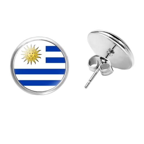 Modische Persönlichkeit, Runde Ohrstecker Mit Uruguay-Flagge, Südamerika-Länder, Hip-Hop-Glastropfen-Ohrhänger, Schmuck Für Frauen, Mädchen, Kinder, Weihnachtsschmuck, Geschenk, Modische Ohr von GONMFKM