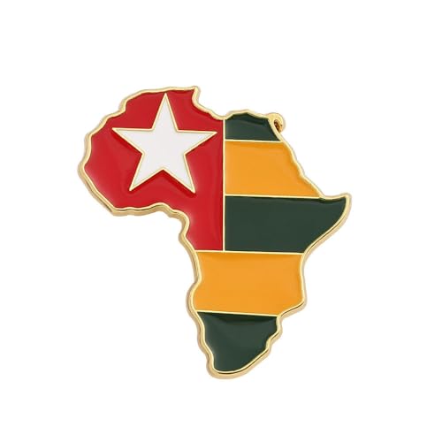 Modische Weltkarten-Brosche, Neuheitsabzeichen Togo Auf Afrika-Karte Plus Anstecknadel, Ethnischer Tropföl-Kreativer Charme, Ethnischer Schmuck Für Damen Und Herren, Patriot-Kleidung, Tasche von GONMFKM