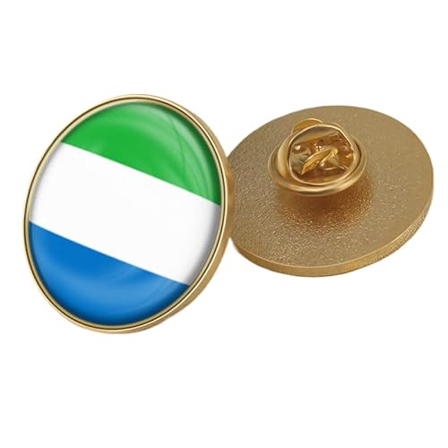 Sierra Leone Flaggenbrosche Personalisierter Kristall-Flaggenaufdruck Anstecknadel Flaggenabzeichen Anstecknadeln Patriotisches Zubehör Schmuck Für Damen Und Herren Kleidung Schal Tasche Hut Rund von GONMFKM