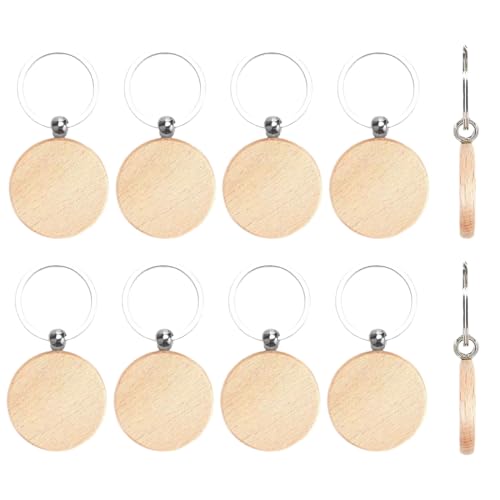 GONZTEL 12 Stk Personalisierte Runde Leer Rohling Schlüsselanhänger Holz, Blanko Holzschlüsselringe Zum Bemalen Beschriftbar Für DIY Dekoration Geschenke Schlüsselbund GONZTEL 12 Stk Personalisierte Runde Leer Rohling Schlüsselanhänger Holz, Blanko Holzschlüsselringe Zum Bemalen Beschriftbar Für DIY Dekoration Geschenke Schlüsselbund von GONZTEL
