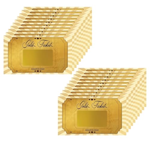 GONZTEL 20 Stück Geschenk Gutschein zum Selber Auffüllen mit Rubbelaufkleber,Rubbelkarten zum Selber Beschriften,Goldenes Ticket,Rubbellose & Gutscheinkarten Selber Machen von GONZTEL