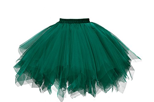 GOOBGS Damen 50er Ballettrock Multi-SchichtenVintage Ballet Blase Firt Tulle Petticoat Puffy Tutu Dunkelgrün Medium von GOOBGS