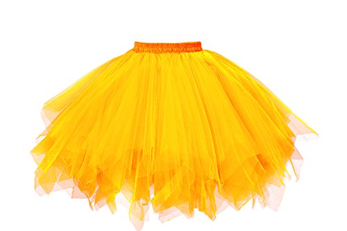 GOOBGS Damen 50er Ballettrock Multi-SchichtenVintage Ballet Blase Firt Tulle Petticoat Puffy Tutu Gelb X-Large von GOOBGS