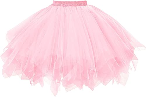 GOOBGS Damen 50er Ballettrock Multi-SchichtenVintage Ballet Blase Firt Tulle Petticoat Puffy Tutu Rosa XX-Large von GOOBGS