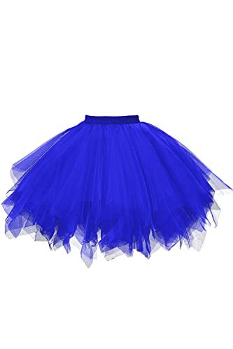 GOOBGS Damen 50er Ballettrock Multi-SchichtenVintage Ballet Blase Firt Tulle Petticoat Puffy Tutu Saphir Medium von GOOBGS