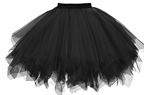 GOOBGS Damen 50er Ballettrock Multi-SchichtenVintage Ballet Blase Firt Tulle Petticoat Puffy Tutu Schwarz Medium von GOOBGS