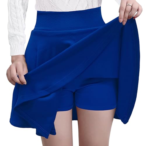 GOOBGS Women's Casual Versatile Mini Skater Stretchy Skirt with Shorts Royal XX-Large von GOOBGS