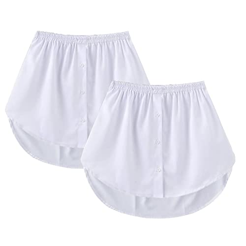 GOOBGS Women's Mini Underskirt Shirt Extensions Lower Skirt Sweep Shirt Extension Skirt with Buttons 2 Pieces White Small von GOOBGS