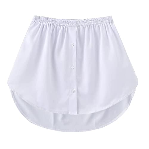 GOOBGS Women's Mini Underskirt Shirt Extensions Lower Skirt Sweep Shirt Extension Skirt with Buttons A-White Large von GOOBGS