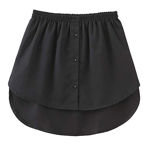 GOOBGS Women's Mini Underskirt Shirt Extensions Lower Skirt Sweep Shirt Extension Skirt with Buttons Black XX-Large von GOOBGS