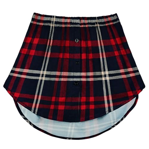GOOBGS Women's Mini Underskirt Shirt Extensions Lower Skirt Sweep Shirt Extension Skirt with Buttons Navy red Plaid Medium von GOOBGS