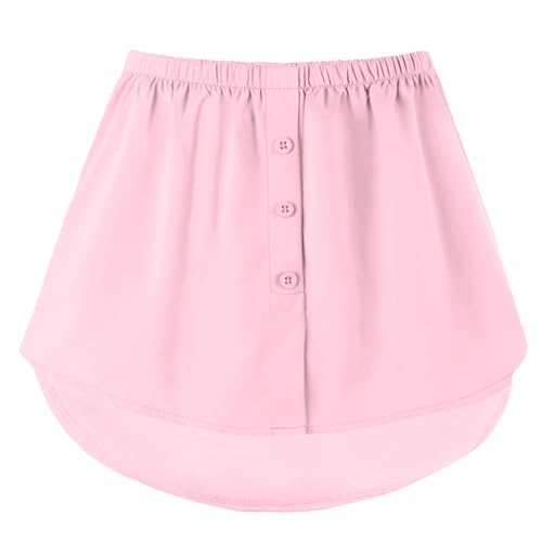 GOOBGS Women's Mini Underskirt Shirt Extensions Lower Skirt Sweep Shirt Extension Skirt with Buttons Pink Large von GOOBGS