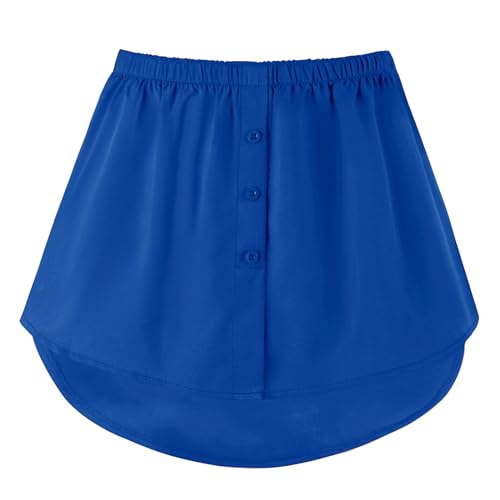 GOOBGS Women's Mini Underskirt Shirt Extensions Lower Skirt Sweep Shirt Extension Skirt with Buttons Royal blue Medium von GOOBGS