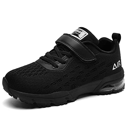 GOOBON Turnschuhe Kinder Air Sportschuhe Leicht Atmungsaktiv Laufschuhe Outdoor Freizeit Tennis Sneakers fur Junge Mädchen - Alle Schwarz - Size 33 EU von GOOBON