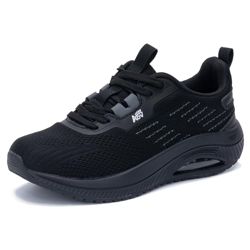 GOOBON Walkingschuhe Damen Arch Support Orthopädische Plantarfasziitis Laufschuhe Komfortabel Atmungsaktiv Sportschuhe mit Luftpolster für Plattfüße Lindert Fußkater Schwarz Size 36 EU von GOOBON