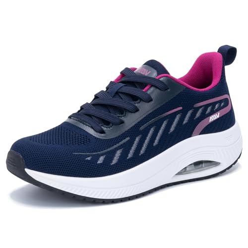 GOOBON Walkingschuhe Damen Arch Support Orthopädische Schuhe Plantarfasziitis Laufschuhe Komfortabel Atmungsaktiv Sportschuhe mit Luftpolster für Plattfüße Lindert Fußkater Rose Blau 36 EU von GOOBON