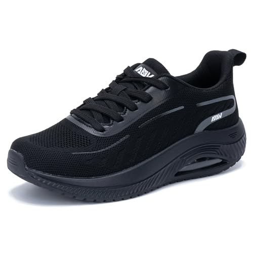 GOOBON Walkingschuhe Damen Arch Support Orthopädische Schuhe Plantarfasziitis Laufschuhe Komfortabel Atmungsaktiv Sportschuhe mit Luftpolster für Plattfüße Lindert Fußkater Schwarz 42 EU von GOOBON