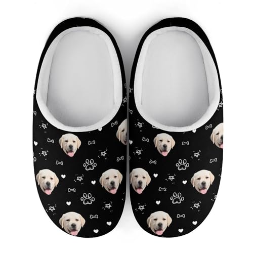 Personalisierte Hund Foto Hausschuhe Haustier Foto Gesicht Baumwolle Hausschuhe Familie Hausschuhe für Frauen Männer lustig Hund Gesicht Paare Hausschuhe für Jahrestag Geburtstag Valentinstag,11 von GOOBRRL