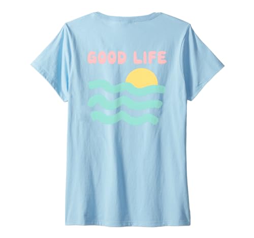 Damen GOOD LIFE X ON VACATION CLUB. Chillen Urlaub Ferien - BACK T-Shirt mit V-Ausschnitt Damen GOOD LIFE X ON VACATION CLUB. Chillen Urlaub Ferien - BACK T-Shirt mit V-Ausschnitt von GOOD LIFE X ON VACATION CLUB X Do nothing Club