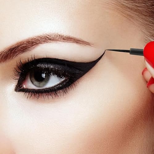 GOOD STUFF Packung mit 6 wiederverwendbaren Eyeliner-Pinseln – Länge 10 cm – mit Schutzkappe für Borsten – Präzision und Hygiene garantiert von GOOD STUFF