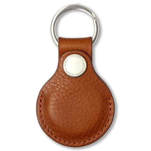 GOOD WILHELM Premium Schlüsselanhänger für Apple AirTag – Pflanzlich Gegerbtes Leder aus Italien, Chemiefrei, Mit Edelstahl-Schlüsselring – Handgefertigt in Deutschland (Cognac) von GOOD WILHELM