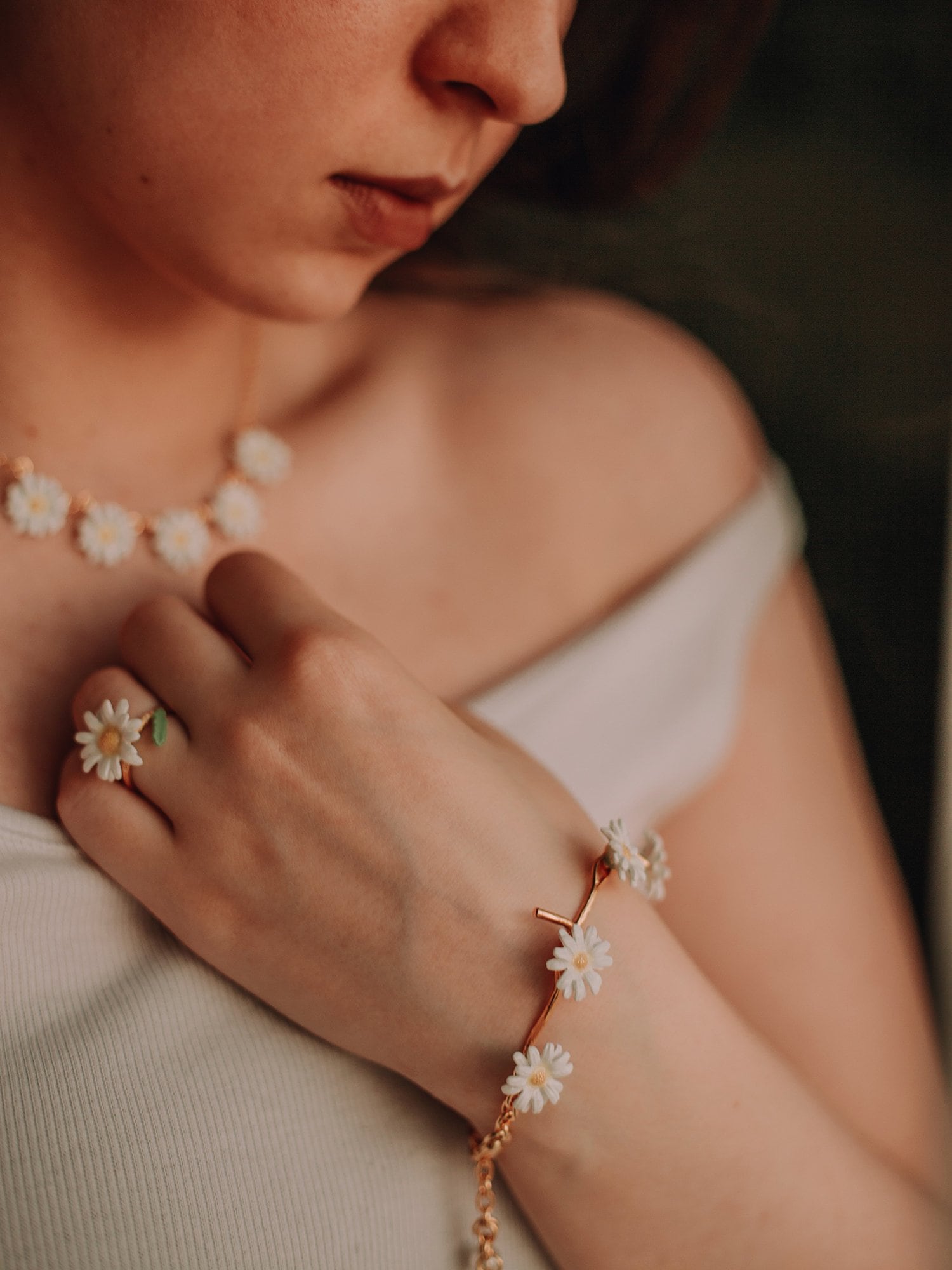 Gänseblümchen Armbänder , Blumen Handbemalt Goodafternine von GOODAFTERNINE