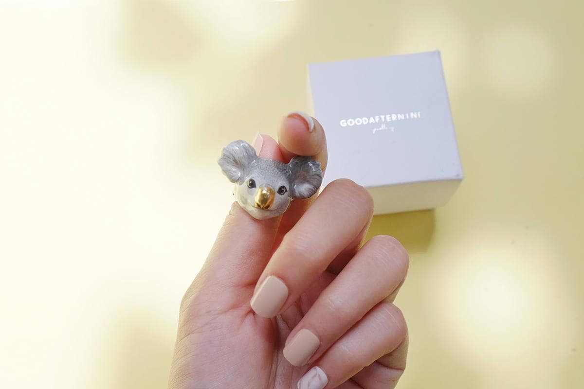 Luca Koala Ring , Handgemachter Schmuck. Handgefertigte Emaille, Goodafternine von GOODAFTERNINE