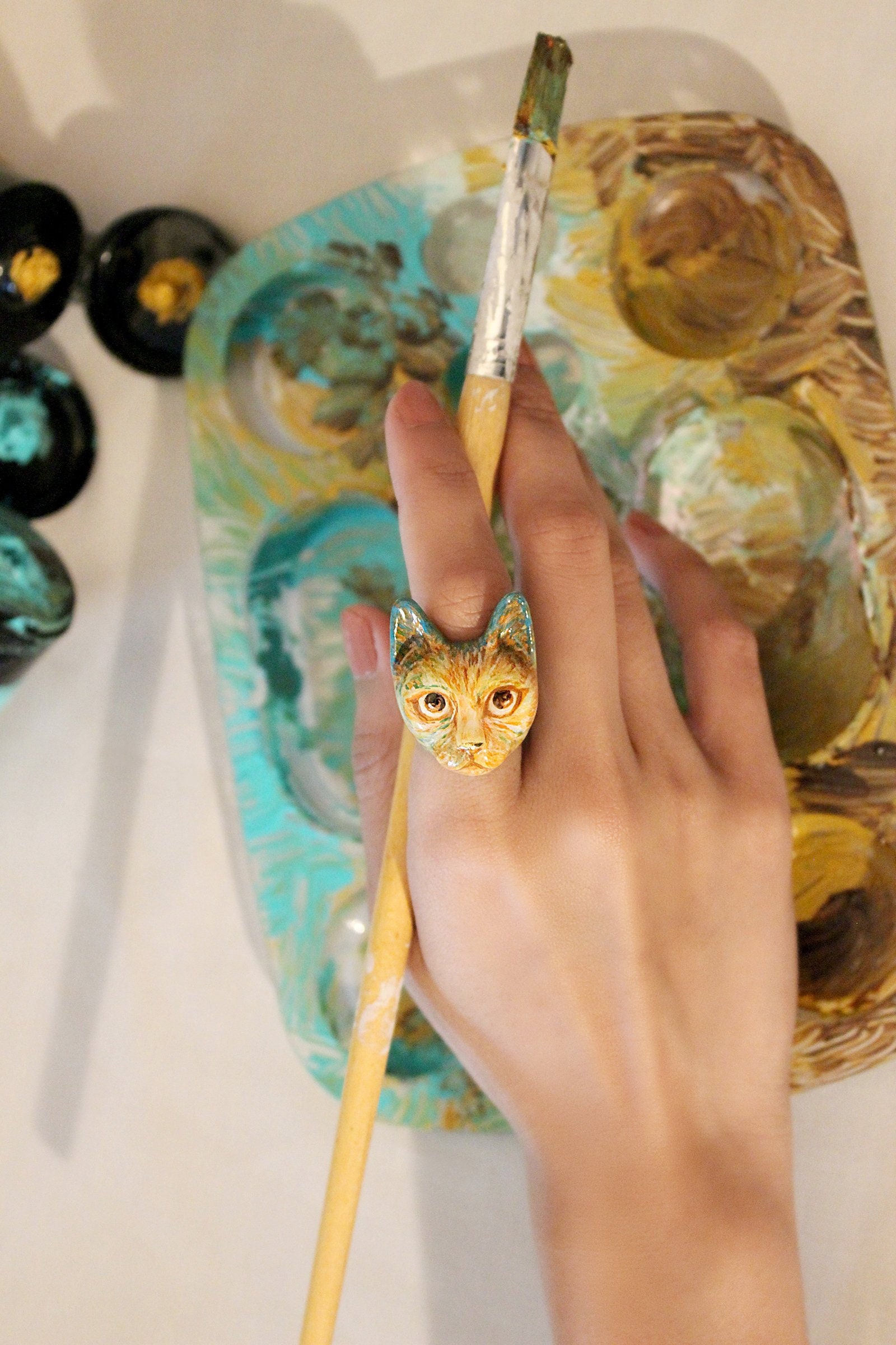 Vincent Katze Ring, Kunst Inspiration, Katzen Van Gogh von GOODAFTERNINE