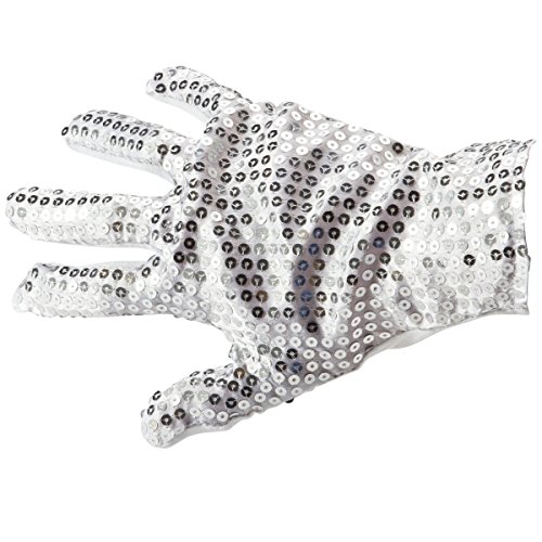 GOODS+GADGETS Popstar Pailletten Handschuhe Michael Jackson Glitzer-Handschuh silber von GOODS+GADGETS