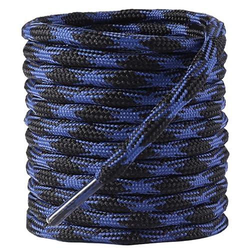 GOODSALEOK 2 Paare Klettern Schnürsenkel Outdoor-Sport Bergsteigen Leder Schuhe Stiefel Schnürsenkel Verschleißfest Rutschfest Männer Frauen Schwarz Blau Schwarz Blau 140cm von GOODSALEOK