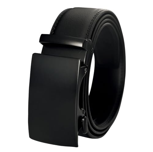 GOODSALEOK Gürtel herren Automatik Ledergürtel Ratsche für Business Anzug Schwarz Herren-Gürtel Geburtstag Einfarbig Schwarz 105CM von GOODSALEOK