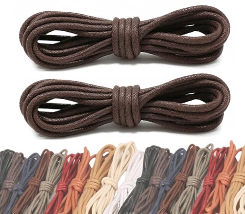 GOODSALEOK Baumwollwachs Schnürsenkel für Lederschuhe 2.5 mm Dünne Oxford Business Schnürsenkel Formelle Kleidung für Männer und Frauen Braun 140CM von GOODSALEOK