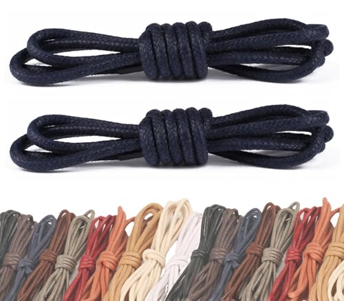 GOODSALEOK Baumwollwachs Schnürsenkel für Lederschuhe 2.5 mm Dünne Oxford Business Schnürsenkel Formelle Kleidung für Männer und Frauen Dunkelblau 60CM von GOODSALEOK