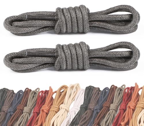 GOODSALEOK Baumwollwachs Schnürsenkel für Lederschuhe 2.5 mm Dünne Oxford Business Schnürsenkel Formelle Kleidung für Männer und Frauen Graue 140CM von GOODSALEOK