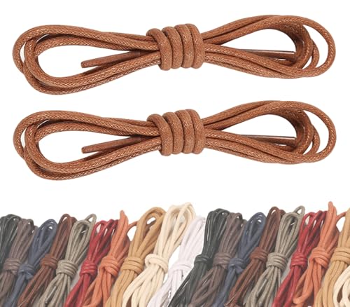 GOODSALEOK Baumwollwachs Schnürsenkel für Lederschuhe 2.5 mm Dünne Oxford Business Schnürsenkel Formelle Kleidung für Männer und Frauen Yello Braun 60CM von GOODSALEOK