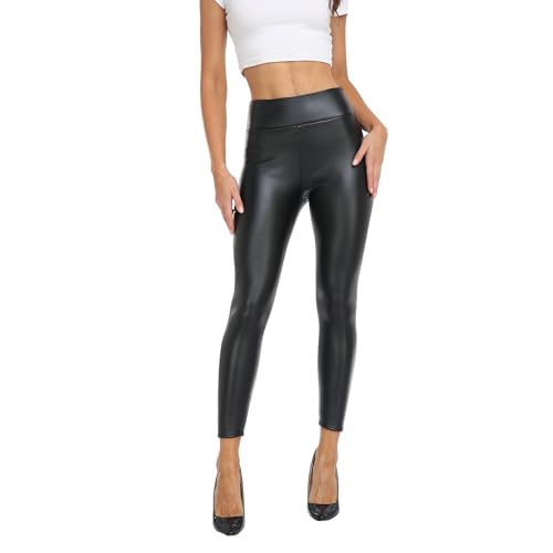 GOODSALEOK Damen Verdickte Kunstleder Leggings High Waist Lederhose Gepolsterte Lederhosen Weich Warm Figur Zu Zeigen Schwarz-M GOODSALEOK Damen Verdickte Kunstleder Leggings High Waist Lederhose Gepolsterte Lederhosen Weich Warm Figur Zu Zeigen Schwarz-M von GOODSALEOK