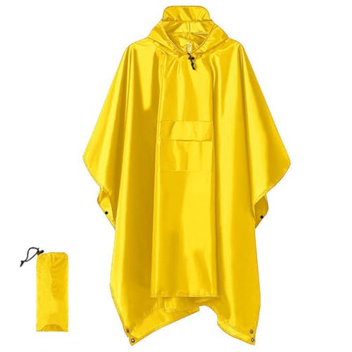 GOODSALEOK Regenponcho Erwachsenen Wasserdichter Regenmantel Damen Und Herren Wiederverwendbare Faltbare Aufbewahrung Geeignet Für Outdoor Camping Gelb von GOODSALEOK