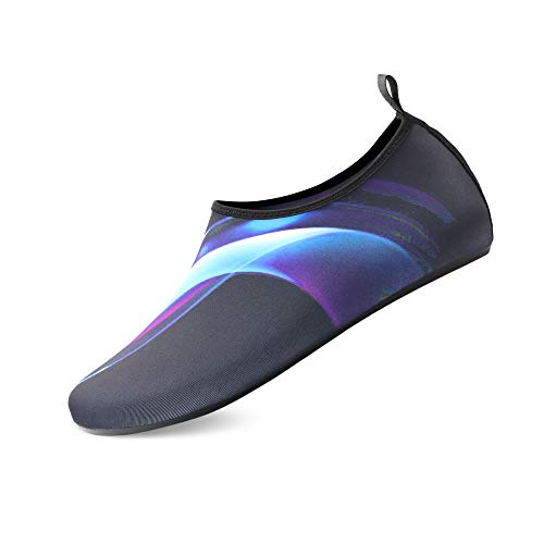 GOODSALEOK Wasserschuhe Herren Badeschuhe Damen Aquaschuhe BelüFtet Schnell Trocknend Strandschuhe Barfuß Yoga Schuhe Wassersport Aurora Blau 42/43 von GOODSALEOK