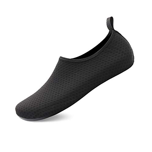GOODSALEOK Wasserschuhe Herren Badeschuhe Damen Aquaschuhe BelüFtet Schnell Trocknend Strandschuhe Barfuß Yoga Schuhe Wassersport Polka Dot Jacquard Schwarz 40/41 von GOODSALEOK