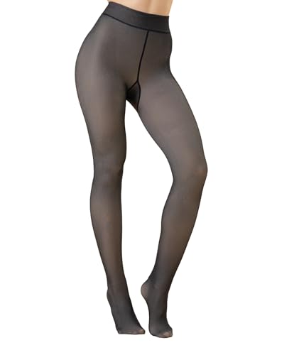 GOODSALEOK Winter Strumpfhosen Damen High Waist WäRmende Fleece Strumpfhose Thermostrumpfhosen FüR Damen Gepolsterte WinterstrüMpfe Plastikhosen Schwarz 80g S-M von GOODSALEOK