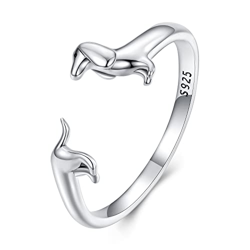 Dackel Öffnungsring 925 Sterling Silber Verlobungsring Versprechen Ring für Frauen von GOOFFY