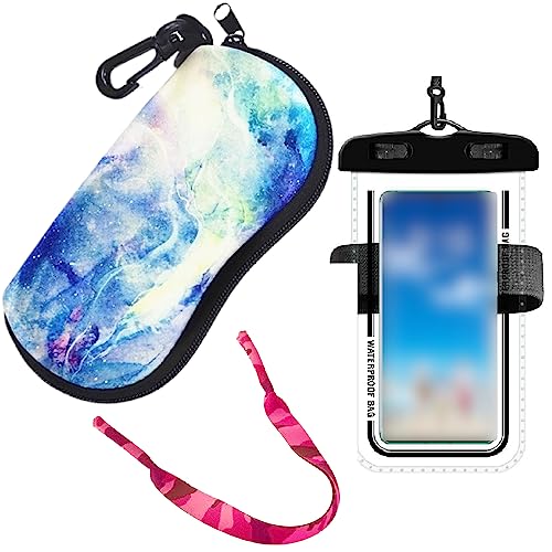 GOOGIT Satz 3 Stück Brillenetui Weich Brillen Hülle mit Schwimmendem Schlüsselband und Wasserdichtem Handyetui Touchscreen (Galaxie) von GOOGIT