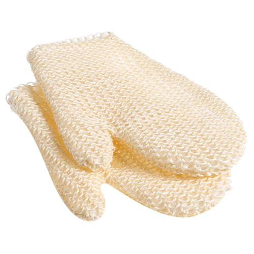 GOOHOCHY 2 Stück Sisal Peelinghandschuhe für Körperpeeling Doppelseitige Duschhandschuhe für Sanfte Hautreinigung Badezubehör für Damen und Herren von GOOHOCHY