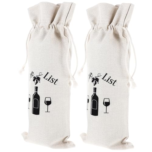 GOOHOCHY 2 Stück Weinbeutel Aus Baumwoll-leinen Weinflaschenbeutel Weingeschenkbeutel Mit Kordelzug Für Partys von GOOHOCHY
