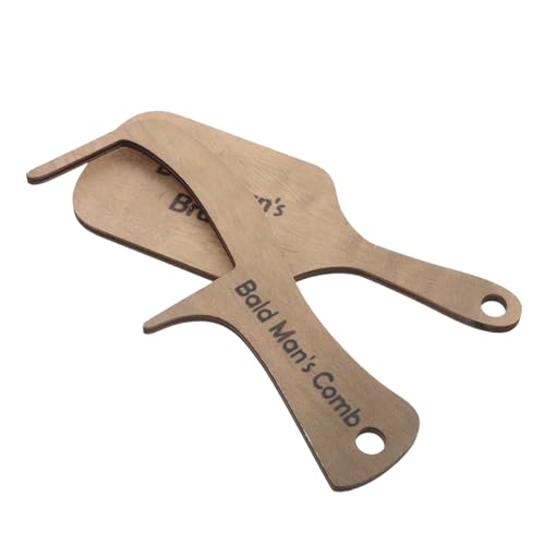 GOOHOCHY 2stücke Glatzkopfkamm Aus Holz Zähne Verspieltes Pflegewerkzeug Für Männer Humorvoller Kamm Für Glatzkopf Partygeschenk Geburtstagsgeschenk Halloween-accessoire von GOOHOCHY