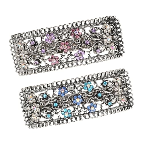 GOOHOCHY 2stücke Retro-haarspangen Für Damen Bunte Haarnadeln Mit Federmechanismus Rutschfeste Clips Für Frisuren Im Alltag Für Besondere Anlässe Rechteckiges Design Für Vielseitige von GOOHOCHY