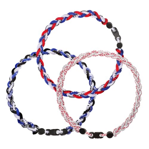 GOOHOCHY 3 Stück Teiliges Geflochtenes Baseball Fan Halskette für Männer Sportliche Halskette Stoff Verschiedenen Farben Perfektes Accessoire für Baseball Anhänger und Athleten von GOOHOCHY